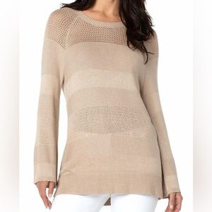 Liverpool Los Angeles | Womens Texture Blocked Raglan Sweater Sand Heather